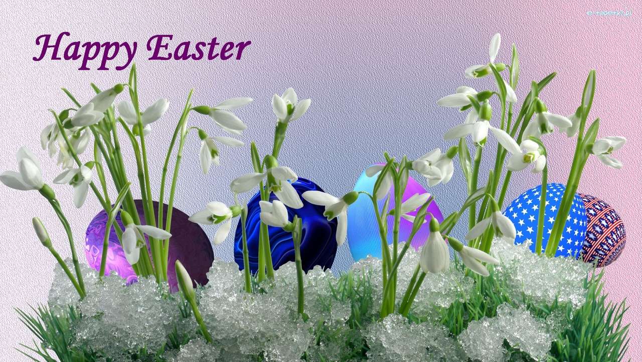 Húsvéti tojások, hóvirágok online puzzle