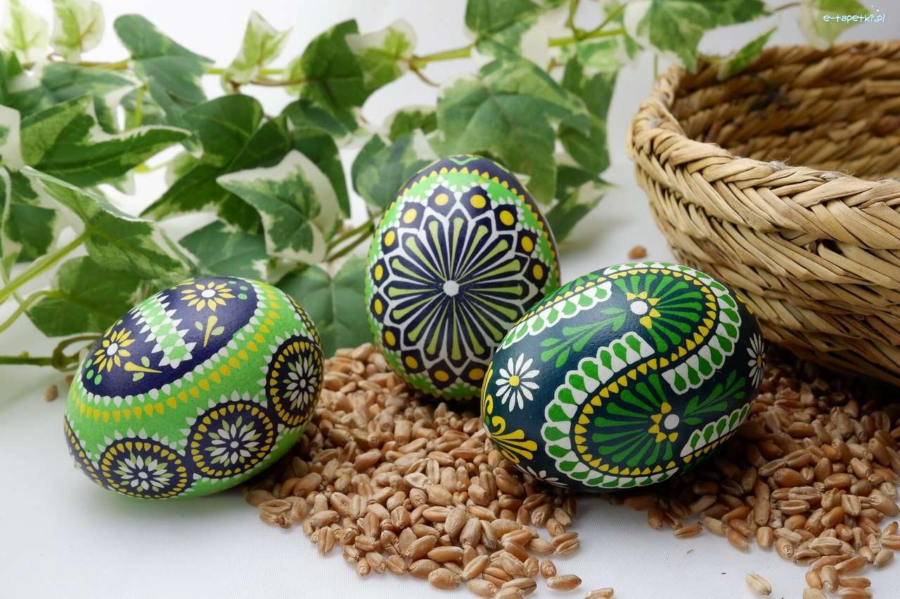 Zöld húsvéti tojások kirakós online