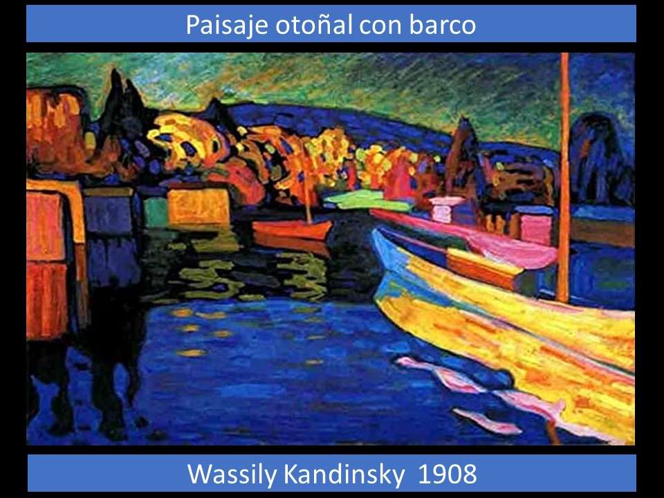 Höstlandskap med båt Wassily Kandinsky Pussel online