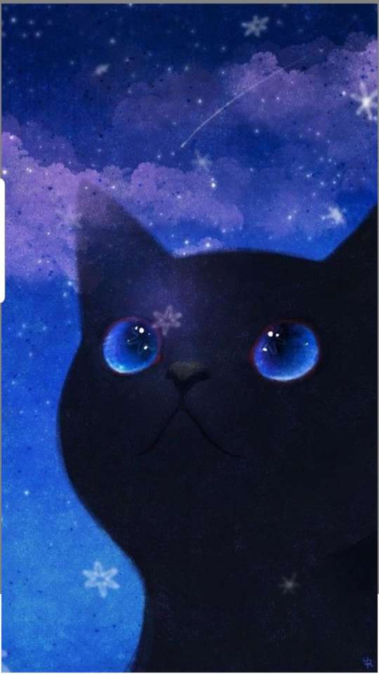 Кошка смотрит в небо пазл онлайн