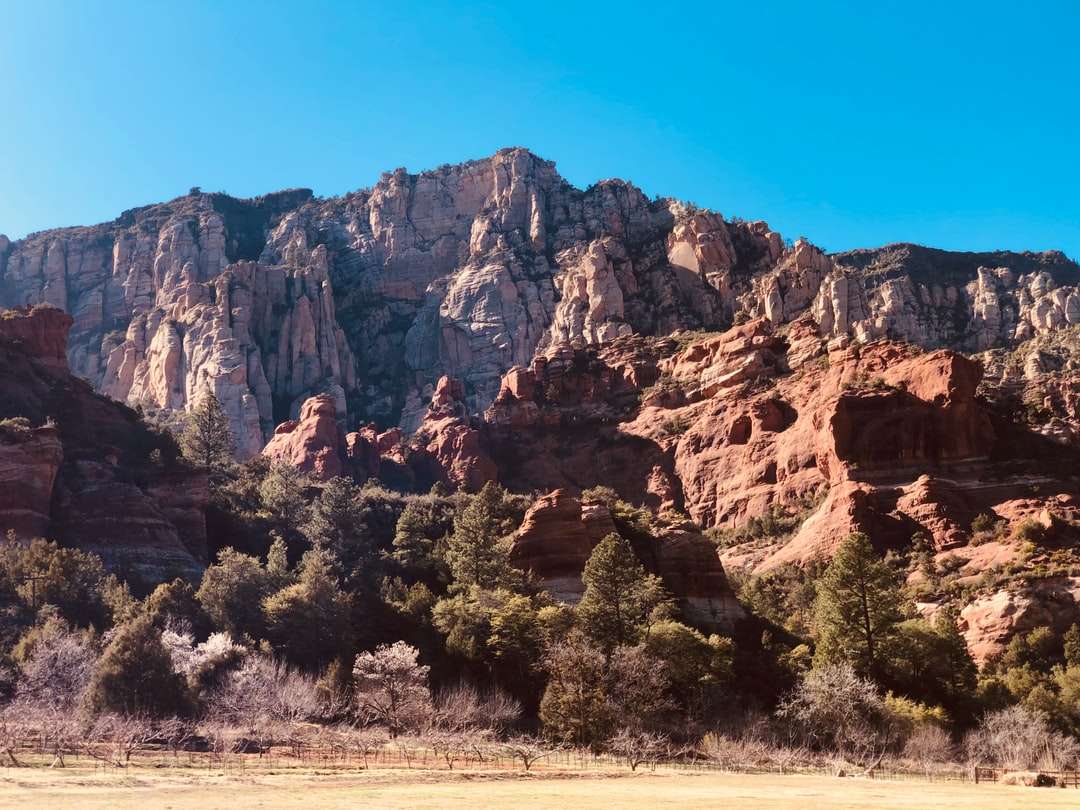 Montagna rocciosa marrone sotto il cielo blu durante il giorno puzzle online