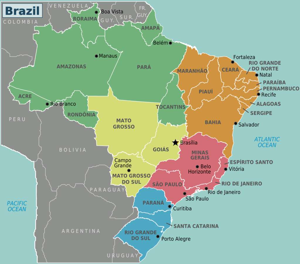 Mapa político de Brasil rompecabezas en línea