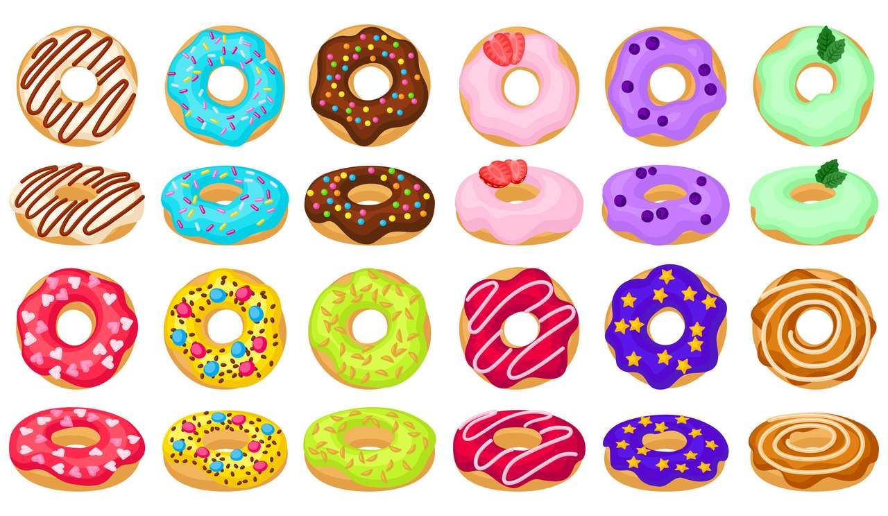 Kleurrijke donuts met een gat legpuzzel online