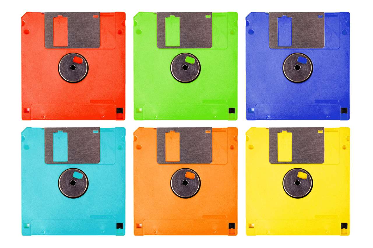 Kleurrijke diskettes online puzzel