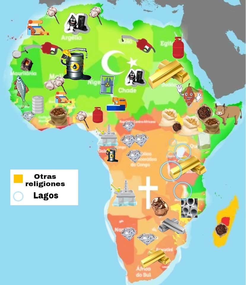 Afrika: Religion, Wirtschaft und Seen Puzzlespiel online