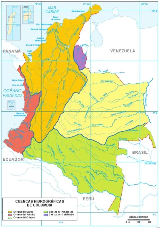 Vertientes hdrográficas de Colombia rompecabezas en línea