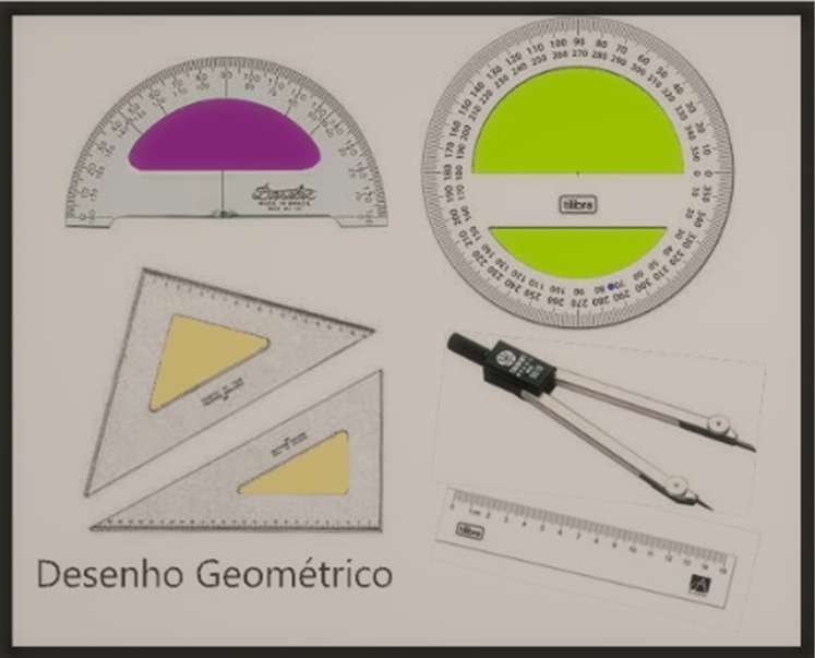 Geometrische Zeichnungsinstrumente. Online-Puzzle