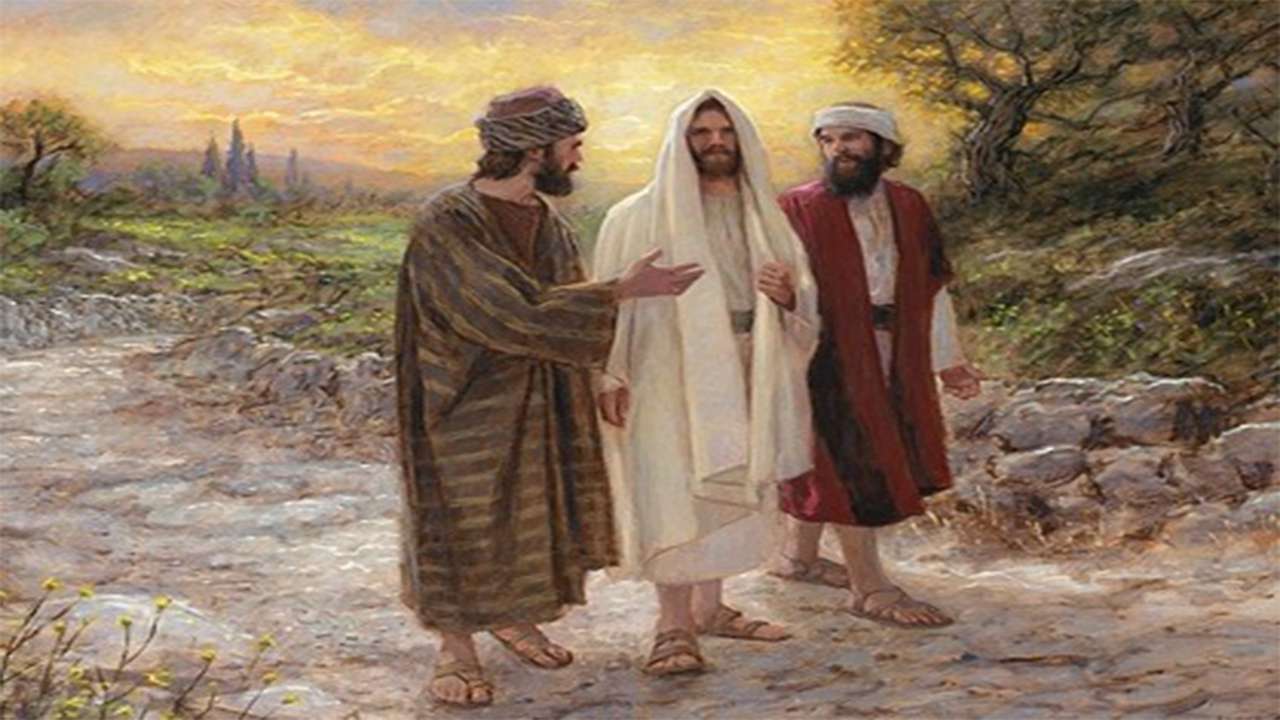 Jesus on the road of Emmaus jigsaw puzzle online
