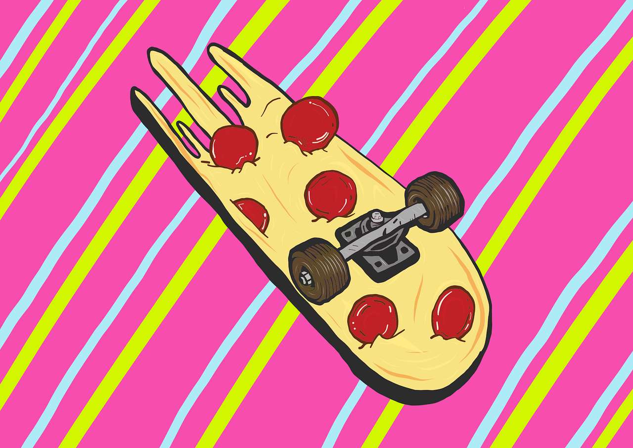 Skateboard-pizza pussel på nätet