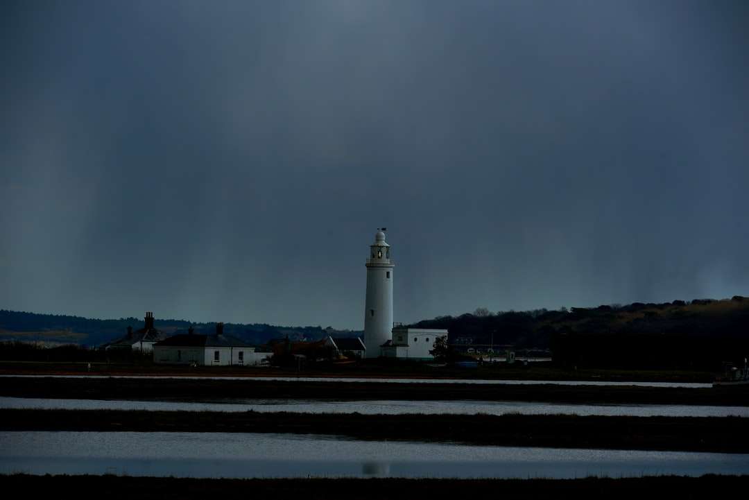 white lighthouse near body of water during daytime online puzzle