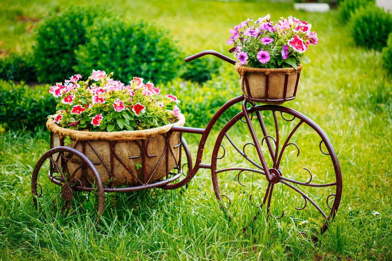 Bicicleta en el jardín rompecabezas en línea