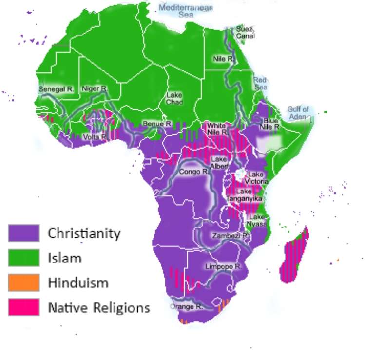 Rivieren, watervallen en religie van Afrika legpuzzel online