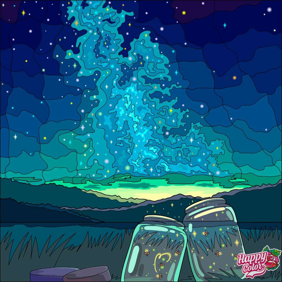 Fireflies aan de nachtelijke hemel legpuzzel online