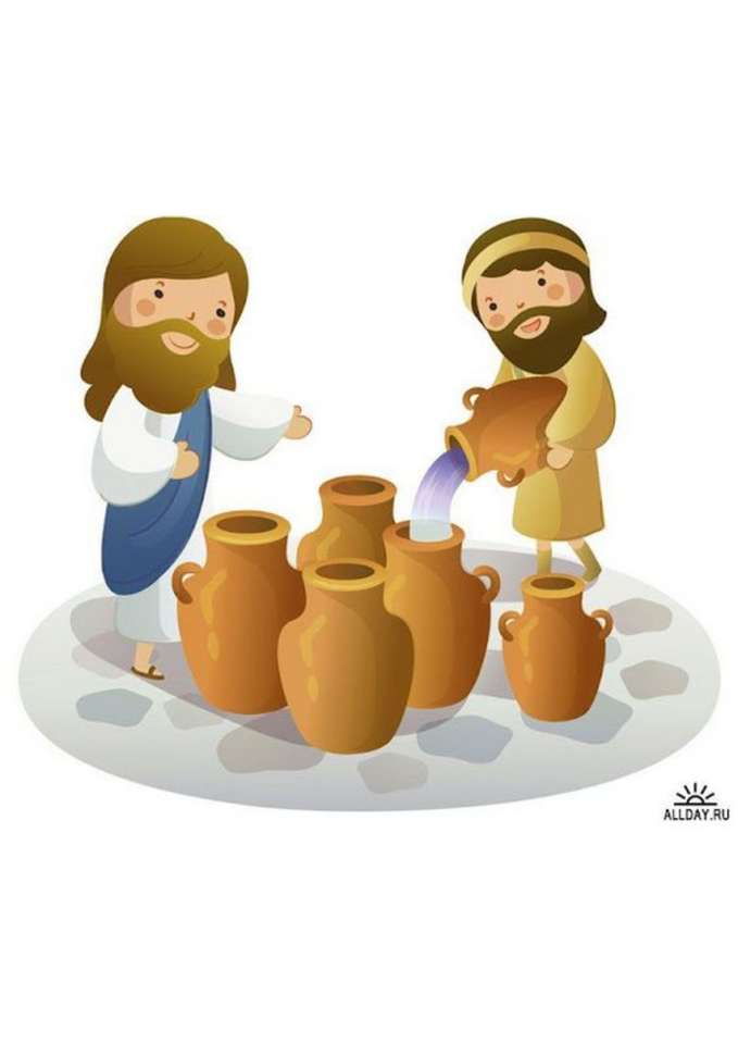 Ježíš otočí vodu do vína online puzzle