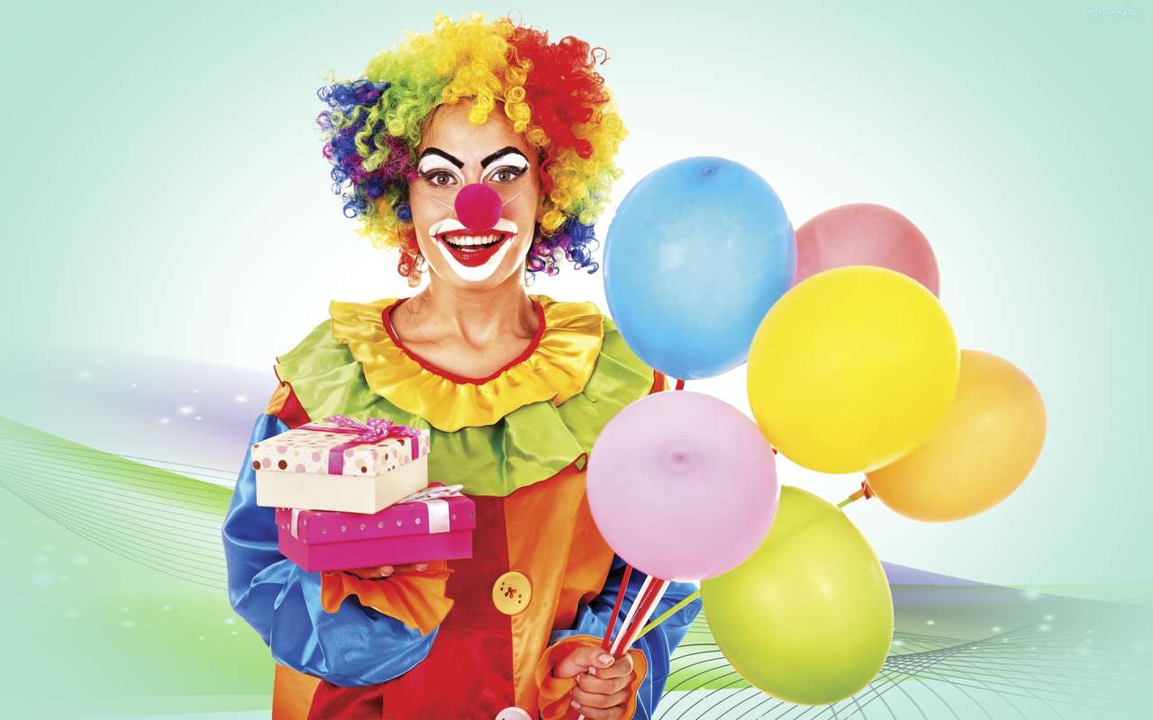 Clown mit Ballons. Online-Puzzle