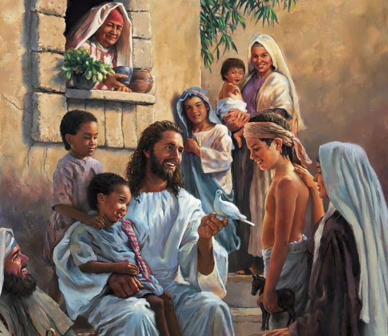 Господь Иисус и дети онлайн-пазл