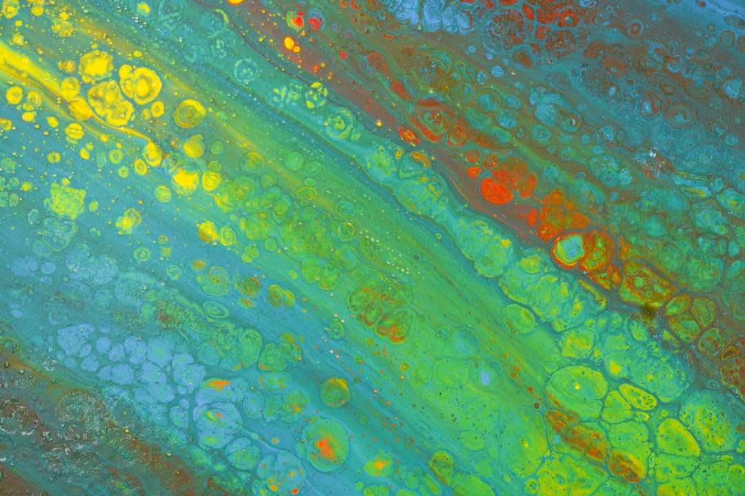 Grön och blå abstrakt målning pussel på nätet