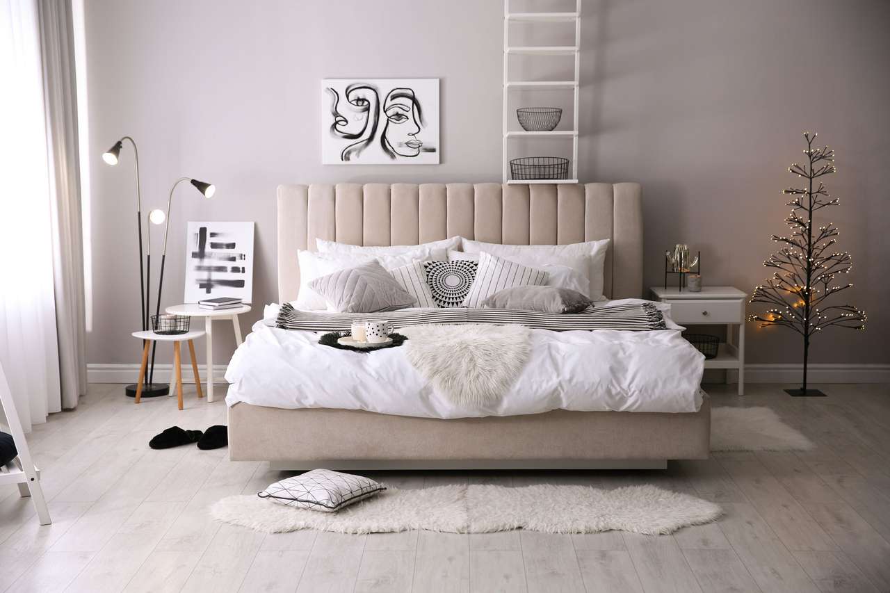 Camera da letto in bianco. puzzle online