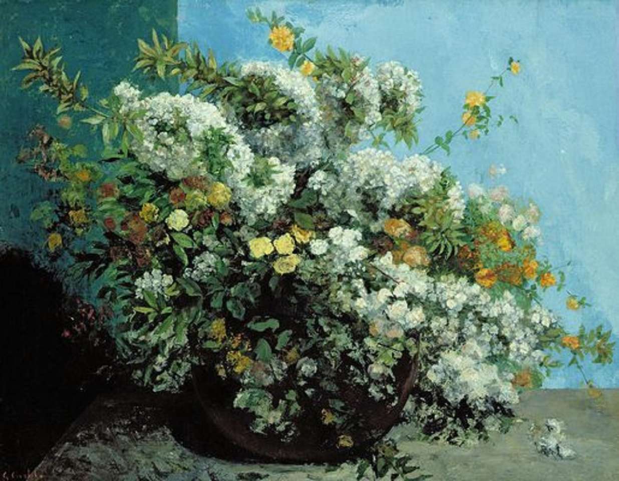 "Kytice květin" od Gustave Courbet (1819-1877) skládačky online