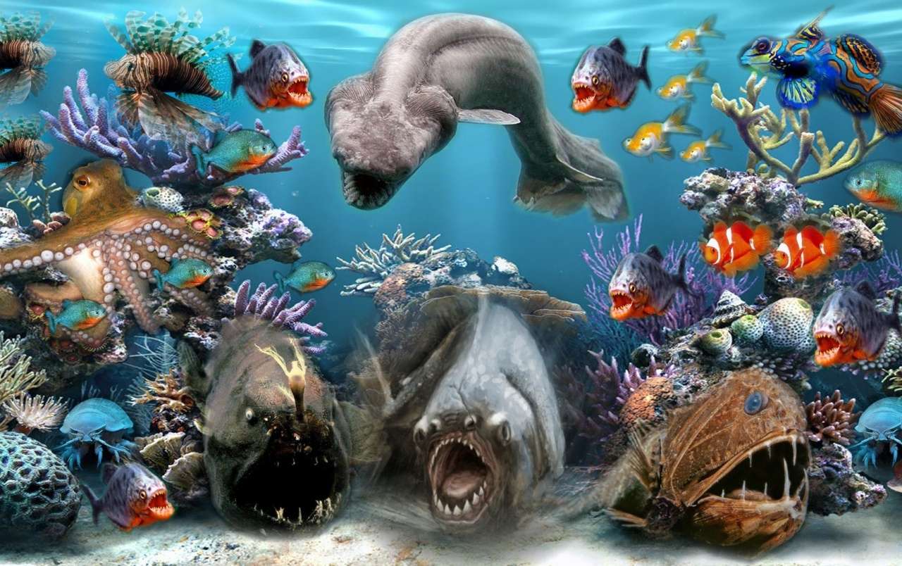 Světová podmořská: Predators online puzzle