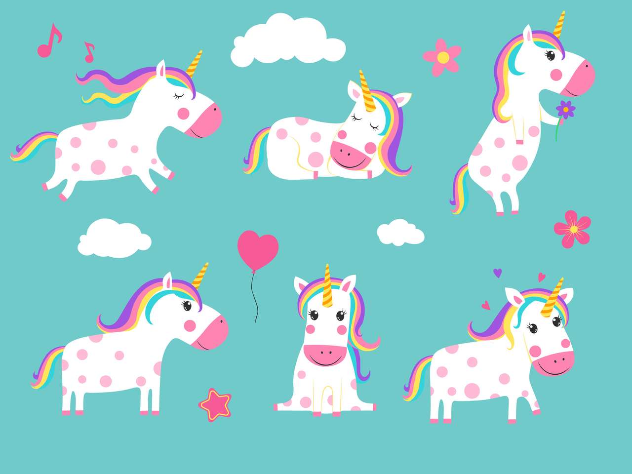 Rainbow Unicorns online παζλ