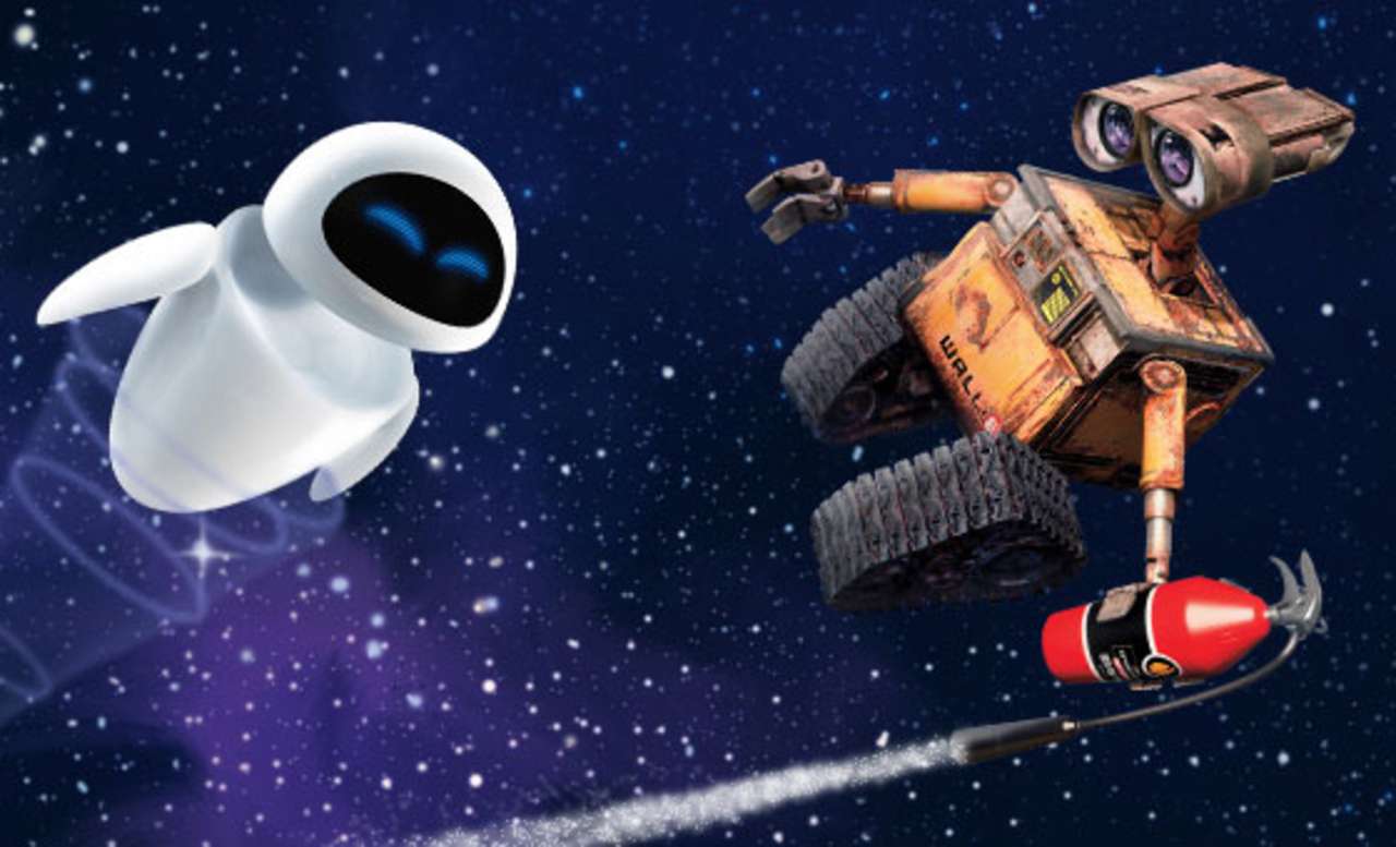 Eva und Wall-E im Weltraum Puzzlespiel online