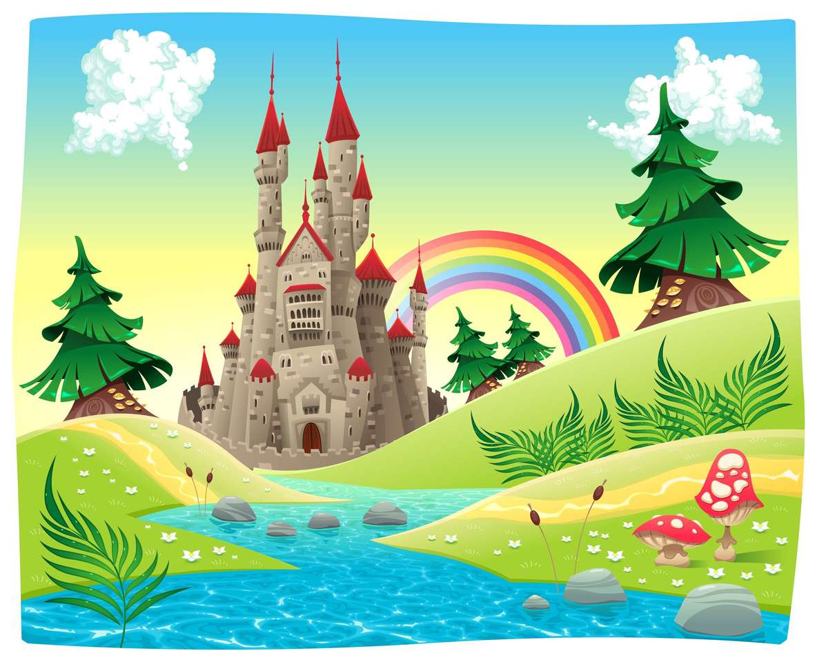 Slott och regnbåge pussel på nätet