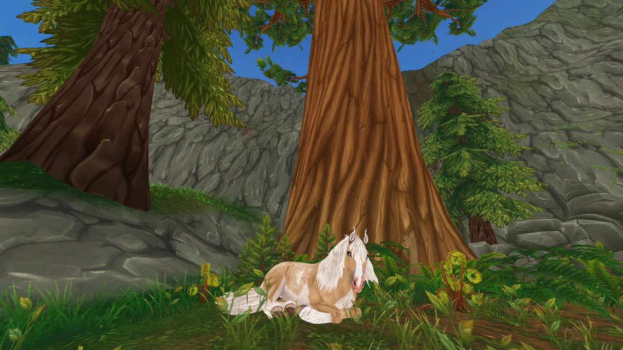 大きな森を背景にした馬 ジグソーパズルオンライン