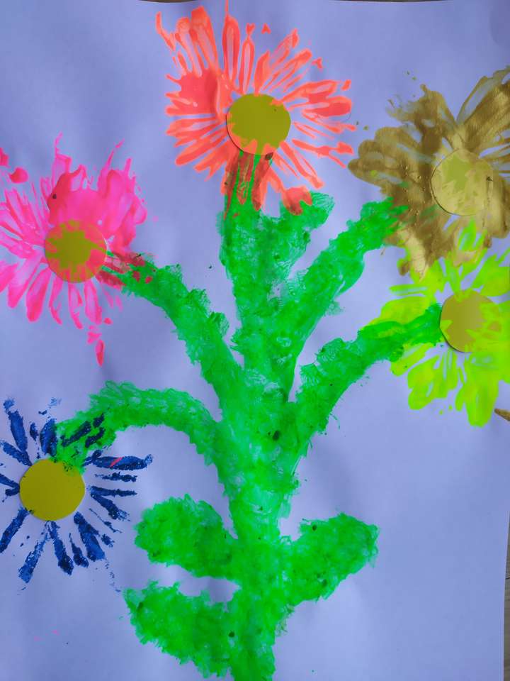 Blumen mit Farbe. Puzzlespiel online
