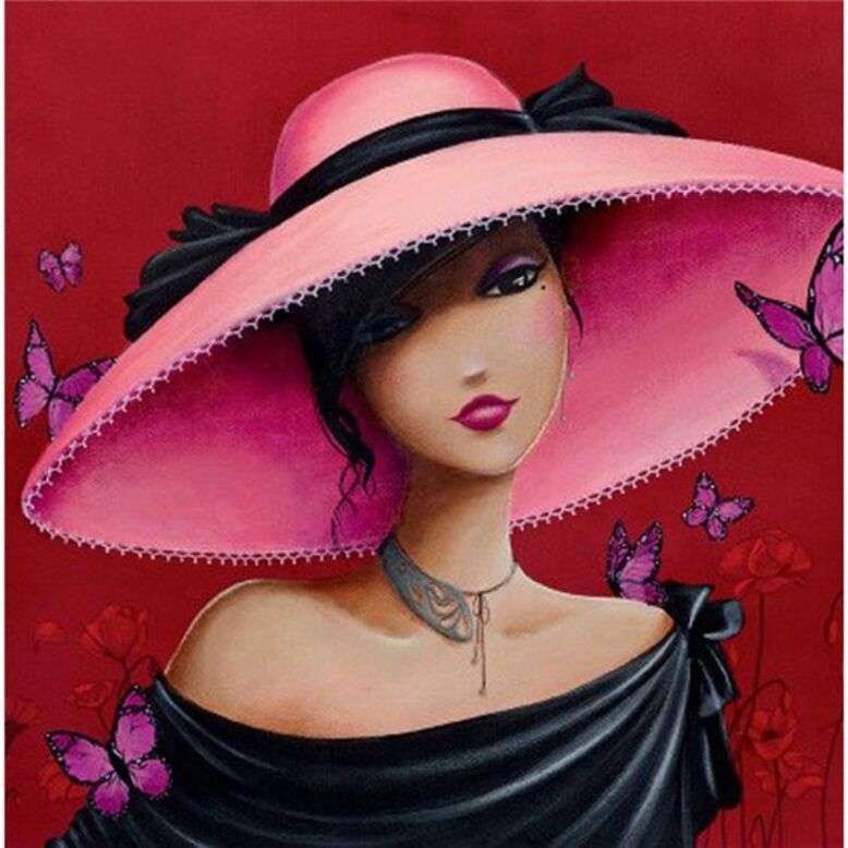 Femme au chapeau rose puzzle en ligne