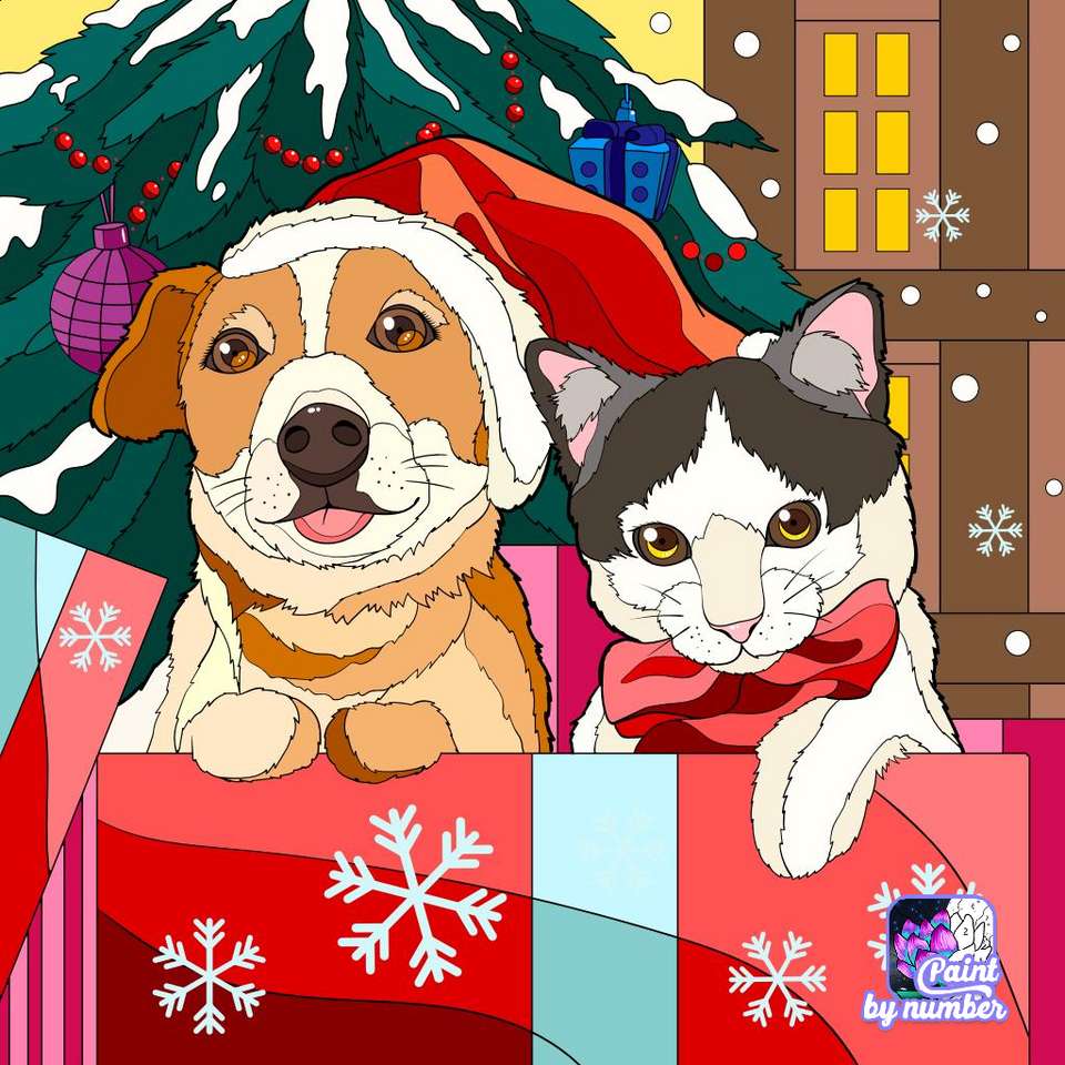 Karácsonyi éjszakai háziállatok online puzzle