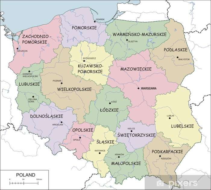 Mapa de Polonia con provincias. rompecabezas en línea