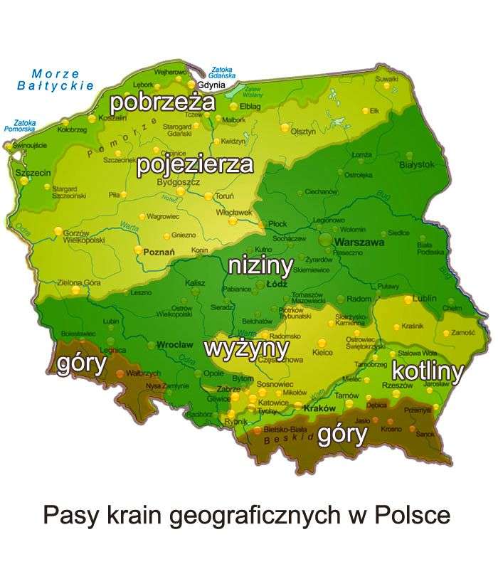 Földrajzi földek Lengyelországban online puzzle