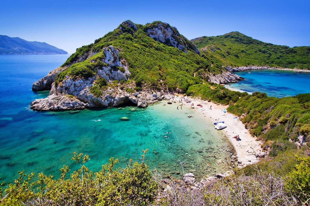 Porto Timoni på ön Korfu pussel på nätet