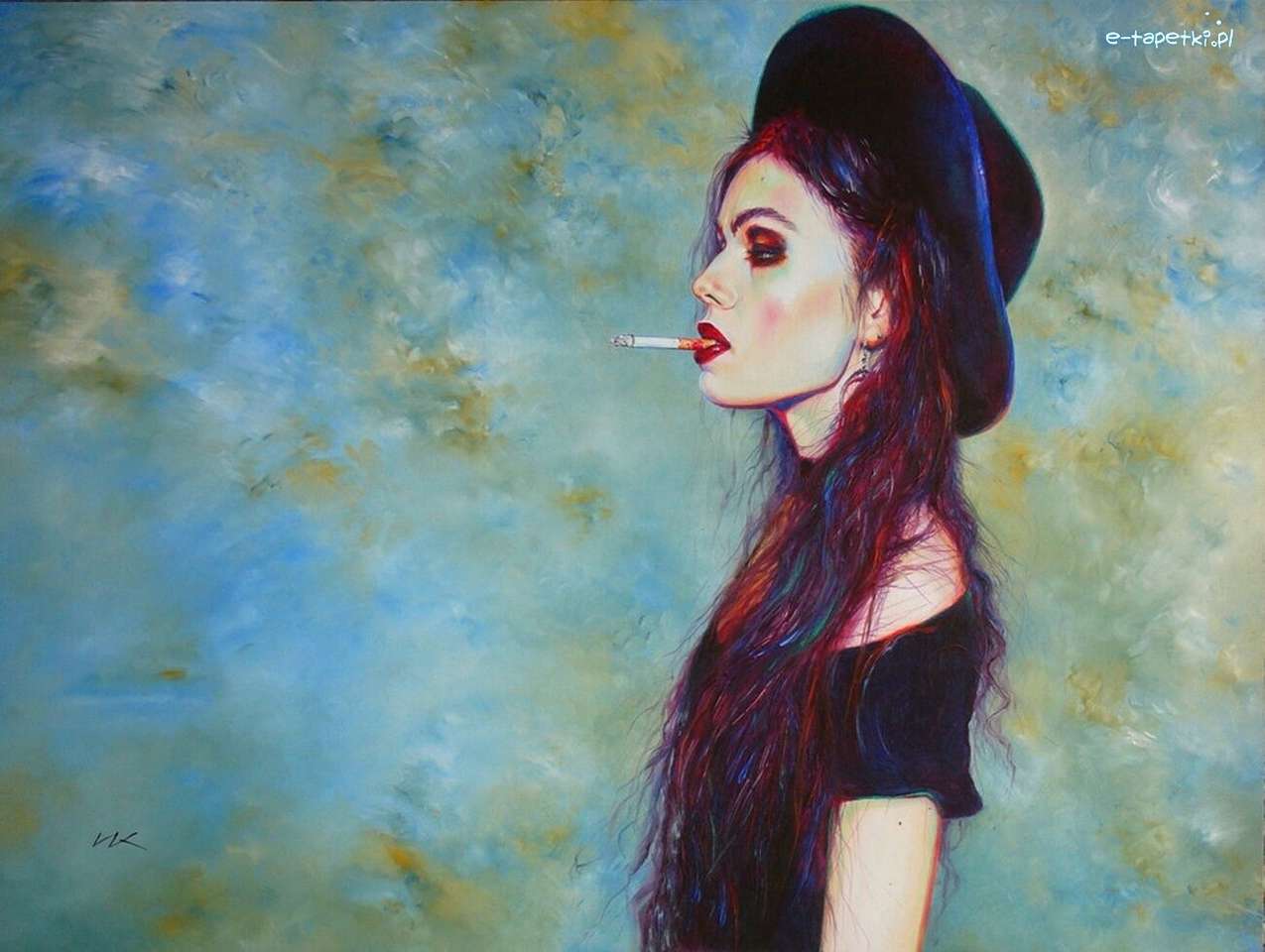 Girl with cigarette jigsaw puzzle online