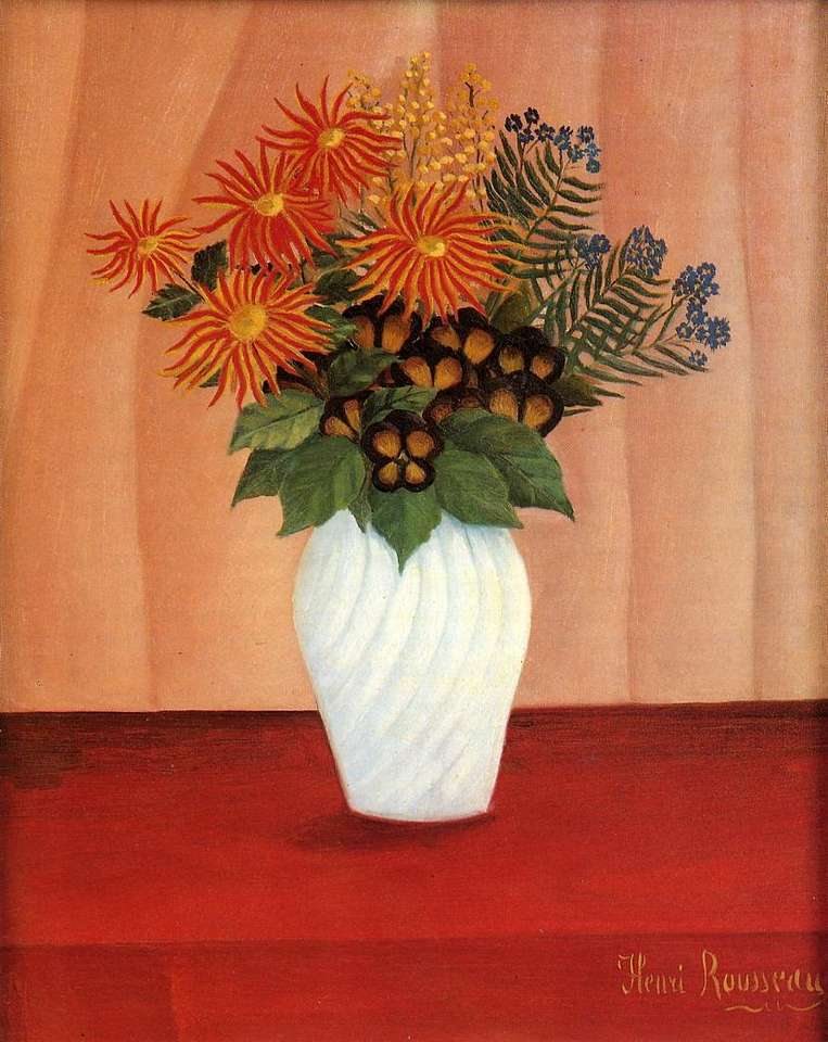 "Bouquet of Flowers" (1909) Henri Rousseau Pussel online