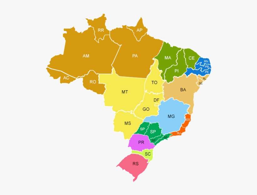 Карта штатов Бразилии пазл онлайн