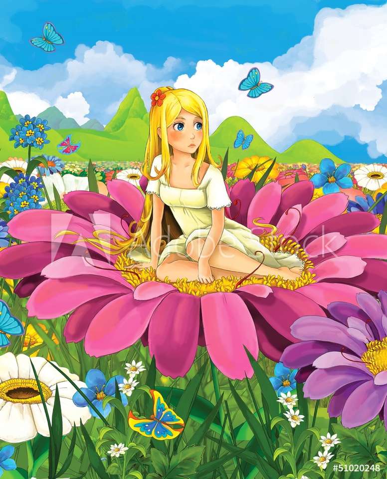 Prinzessin auf einer Blume Online-Puzzle