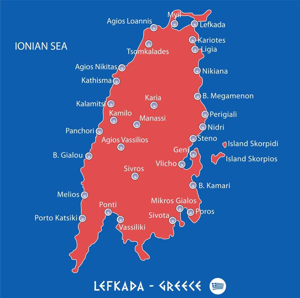 Lefkada Island térkép Jón-sziget kirakós online