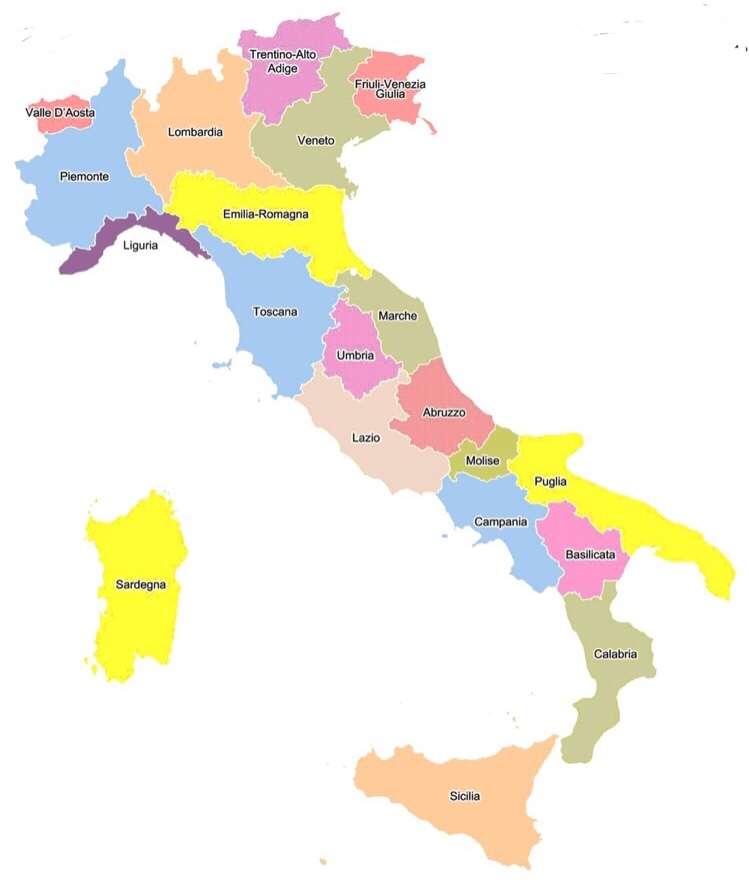 Политическа карта Италия онлайн пъзел