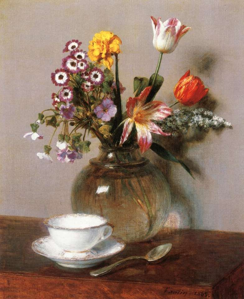"Цвете ваза" от Анри Фантан-Латур (1836-1904) онлайн пъзел