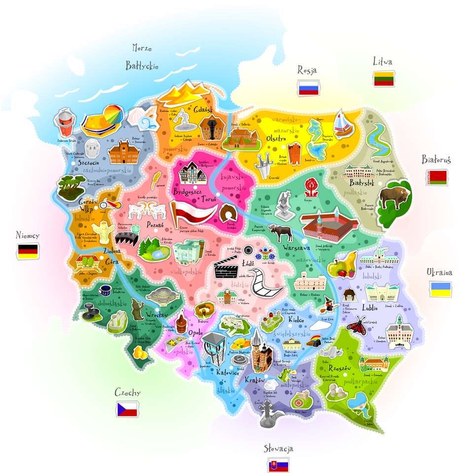 Karte von Polen. Puzzlespiel online