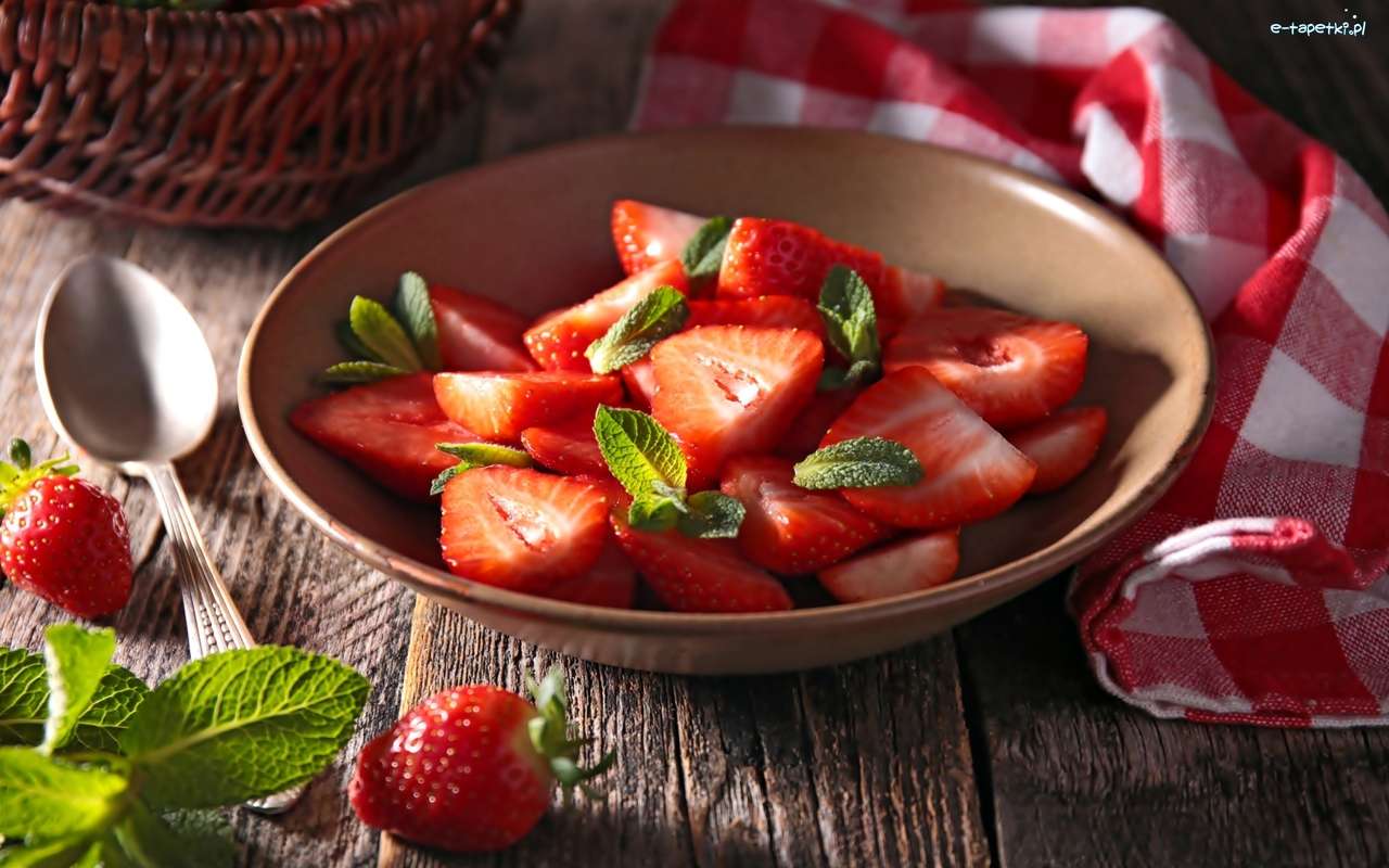 Erdbeeren für Dessert. Puzzlespiel online