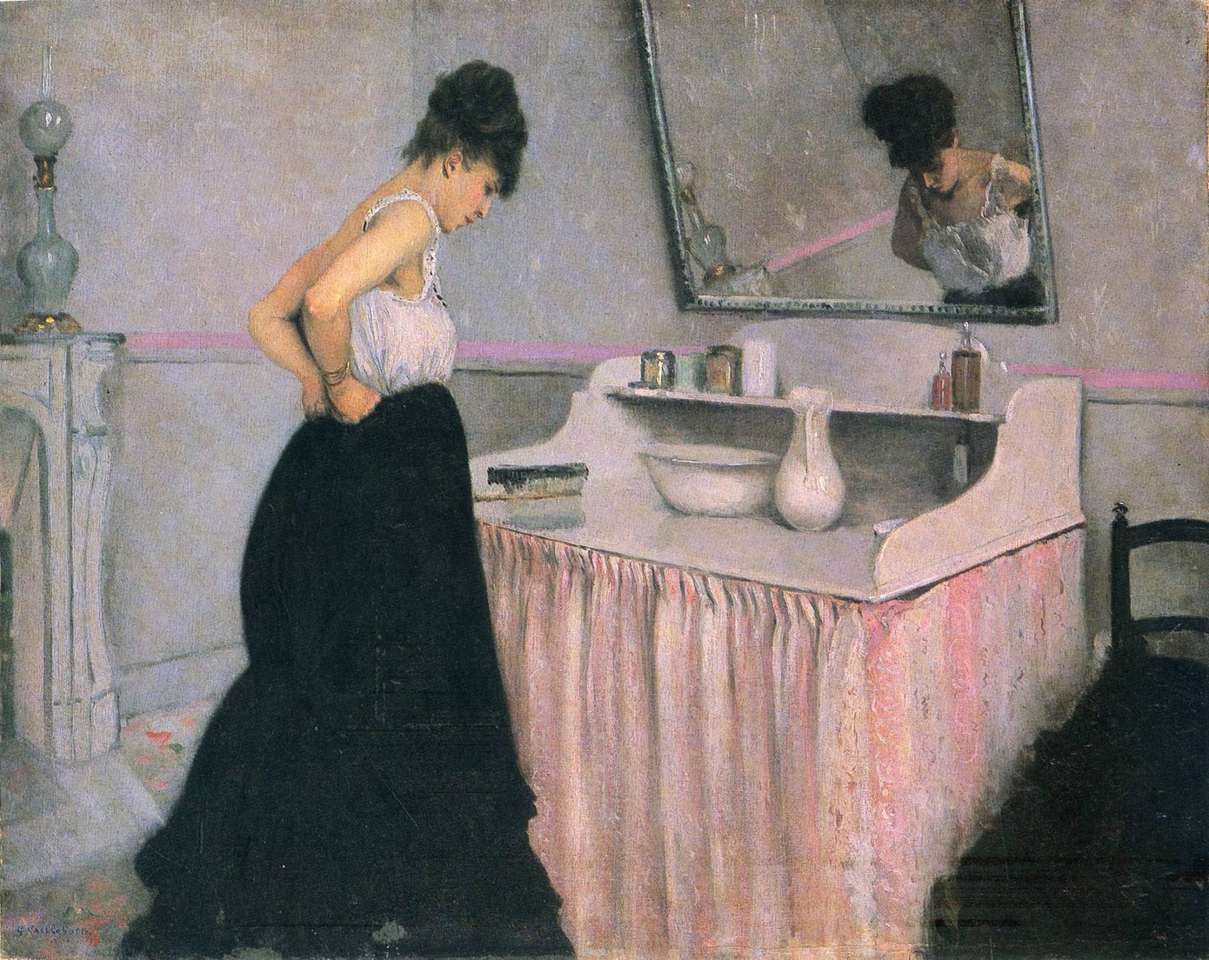 "Mujer con un peluquero" (1873) de Caillebotte rompecabezas en línea