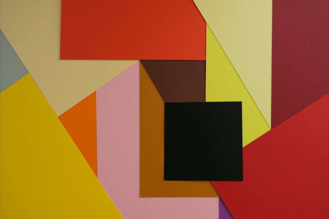 pintura abstrata amarela e preta vermelha puzzle online