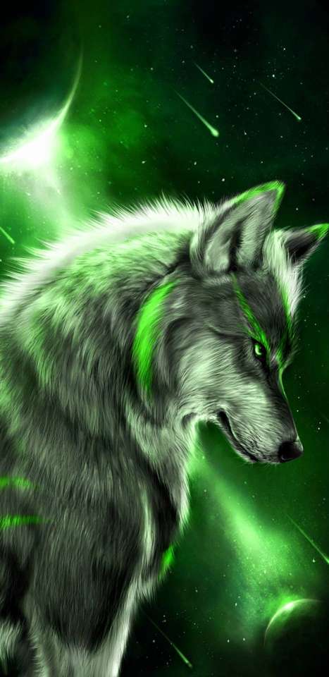 Groene wolf magie online puzzel