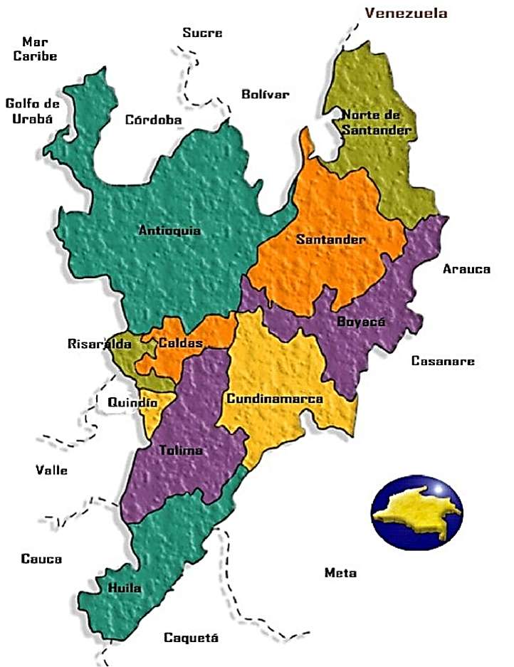 mapa político de la región Andina rompecabezas en línea