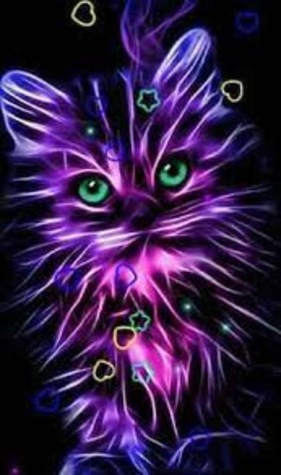 Neonová kočka online puzzle