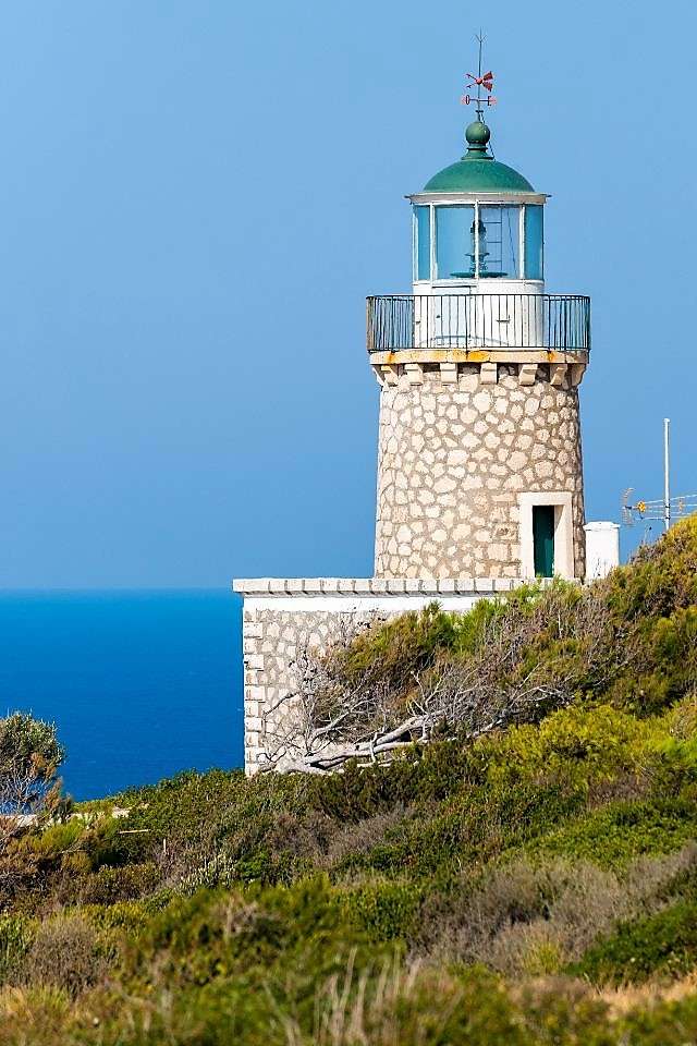 Lighthouse på Zakynthos Joniska ön pussel på nätet