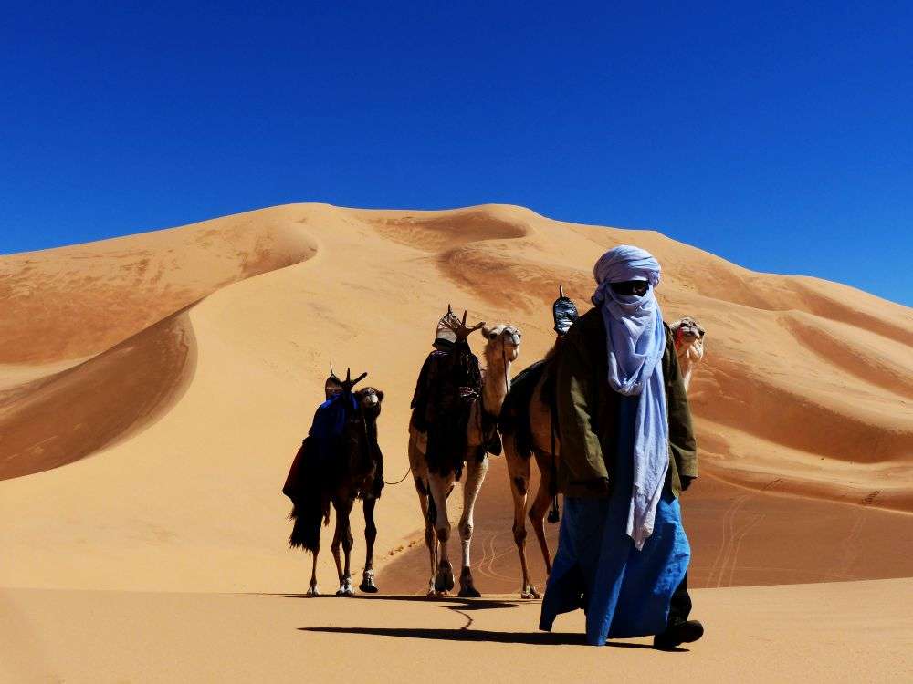 Deserto nelle montagne di Hoggar nel sud dell'Algeria puzzle online